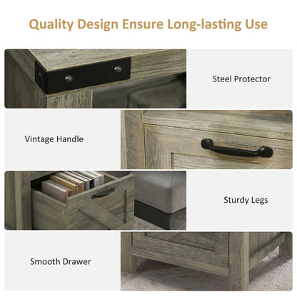 Farmhouse Side Table With Storage, Nightstand, Grey Side Tables at Gallery Canada