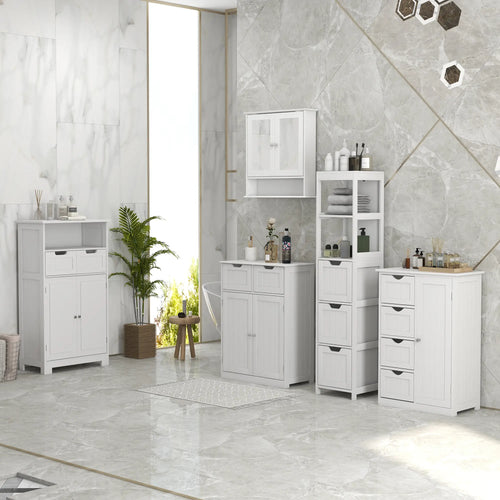 Wall-Mounted Medicine Cabinet, Double Doors, Adjustable Shelf, White