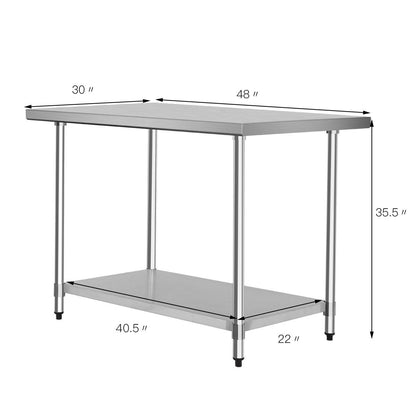 30 x 48 Inch Stainless Steel Table, Commercial Kitchen Worktable, Silver Kitchen Tools at Gallery Canada