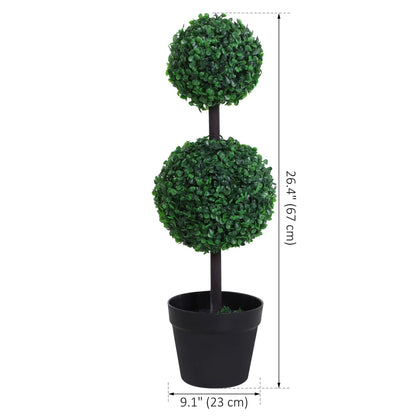2 Ball Topiary Tree in Pot, Artificial Plant, Home Office Decor, Dark Green Artificial Trees at Gallery Canada