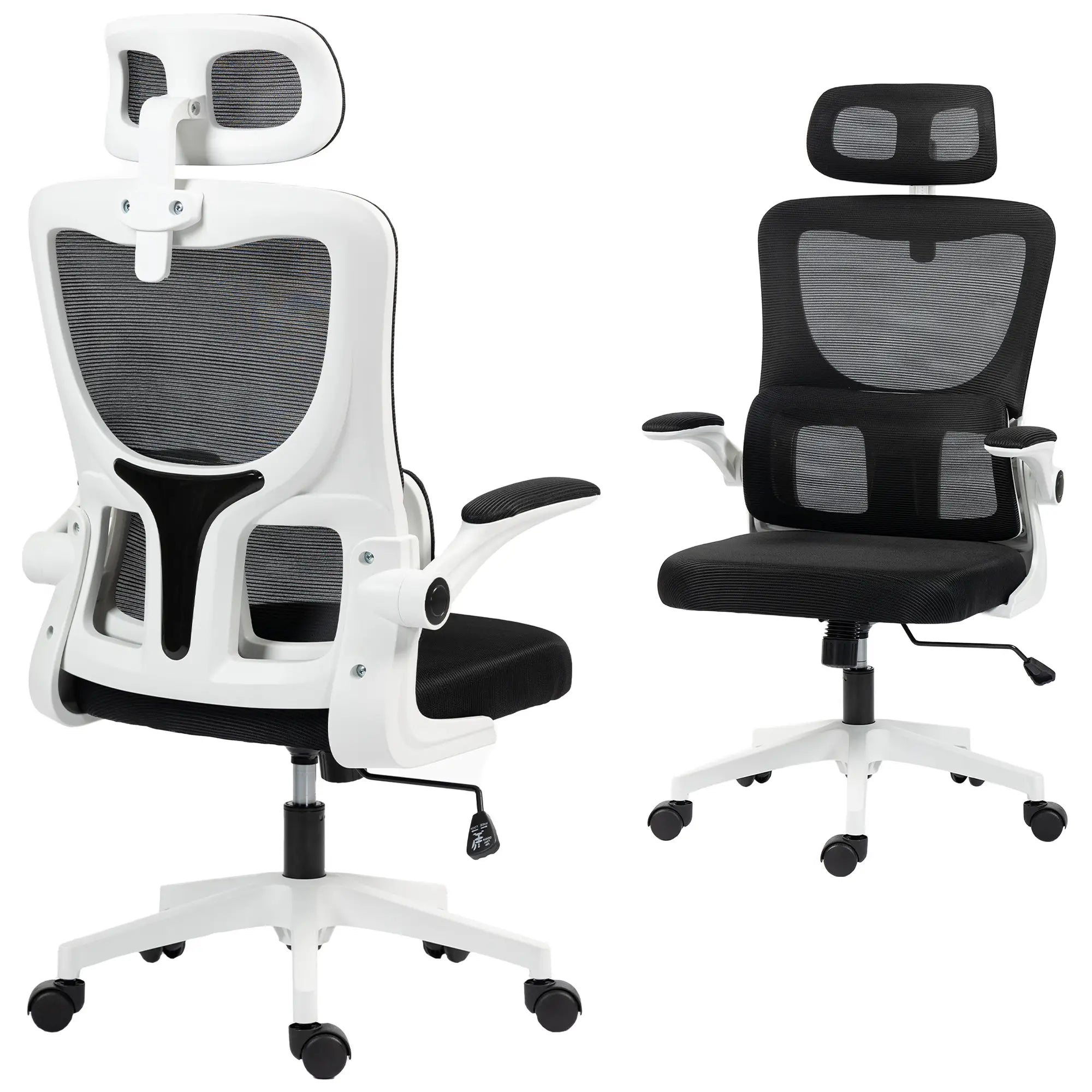 Mesh Office Chair, High Back with Headrest, Lumbar Support, Adjustable Height, Black Executive & Manager Chairs at Gallery Canada