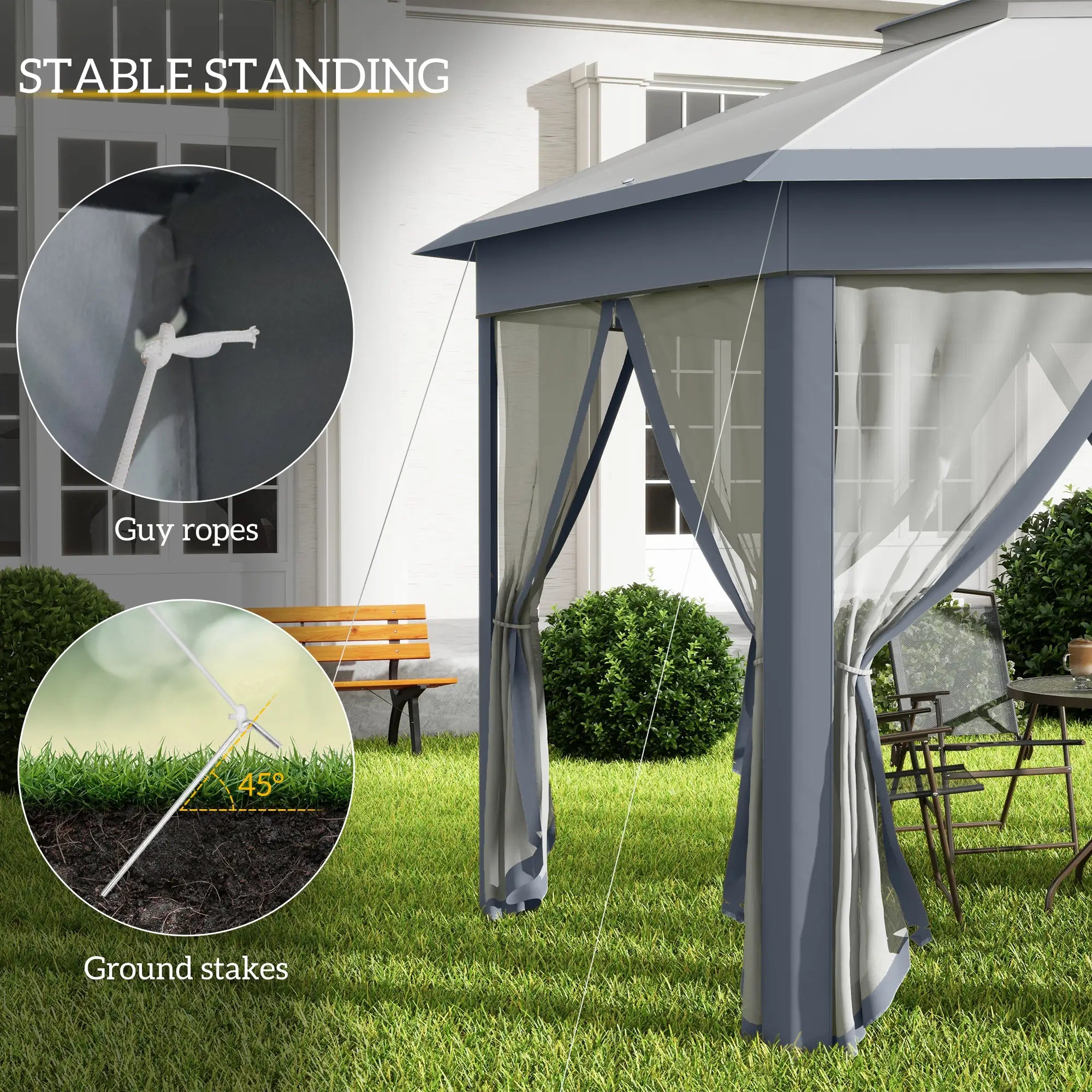 13' x 13' Pop Up Canopy Tent, Netting, Carry Bag, Instant Sun Shelter, Grey Pop Up Canopies at Gallery Canada