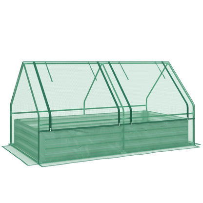 6' x 3' Metal Planter Box With Cover, Raised Garden Bed, Green And Dark Grey Galvanized Planter Boxes Green and Dark Grey at Gallery Canada