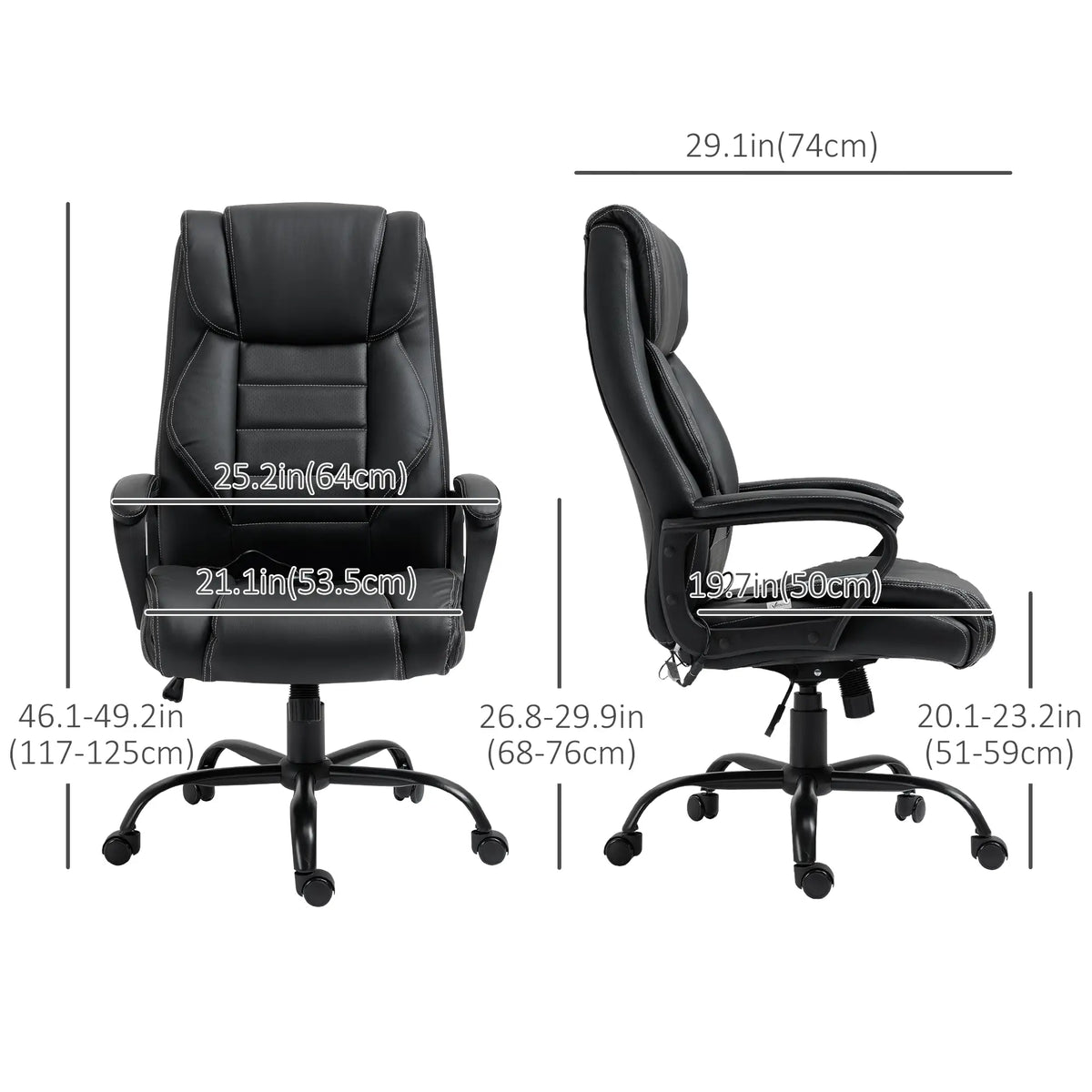 Massage Office Chair, High Back Executive, 6-Point Vibration, Adjustable Height, Black Massage Chairs at Gallery Canada