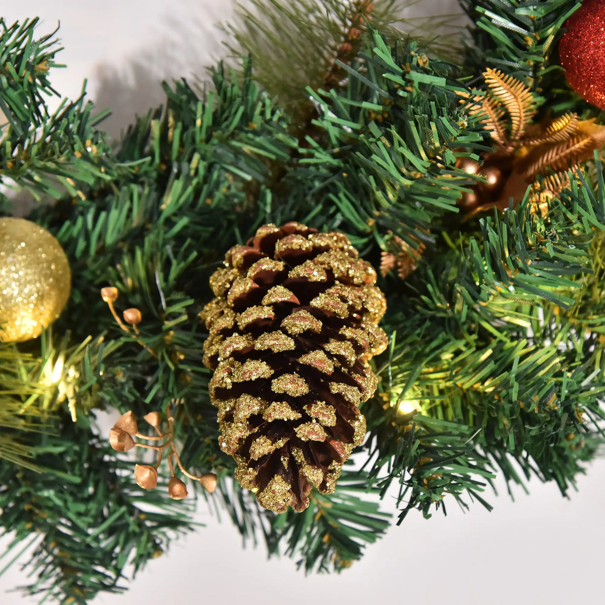 24" Pre-Lit Christmas Wreath, Artificial Greenery, 20 LED Lights, Red Berries Christmas Wreaths at Gallery Canada