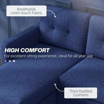 L-Shaped Sofa, 3 Seater Sectional Couch with Ottoman, Dark Blue 3-Seater Sofas at Gallery Canada