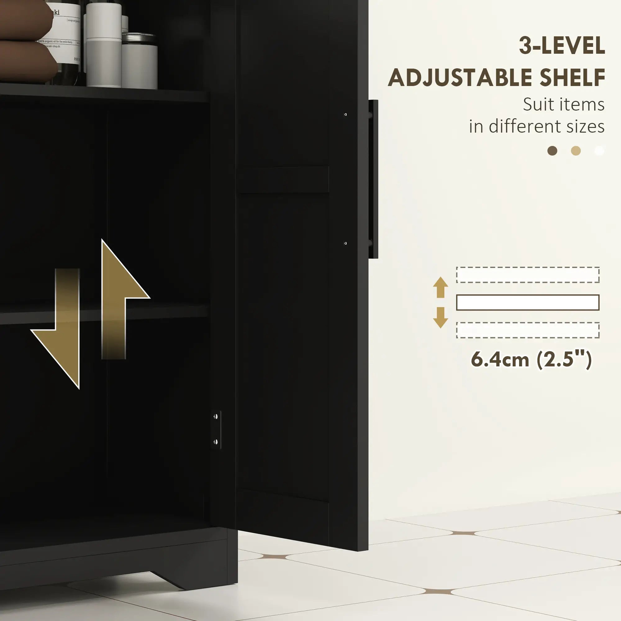 Farmhouse Bathroom Floor Cabinet, Adjustable Shelf, Black Bathroom Cabinets at Gallery Canada