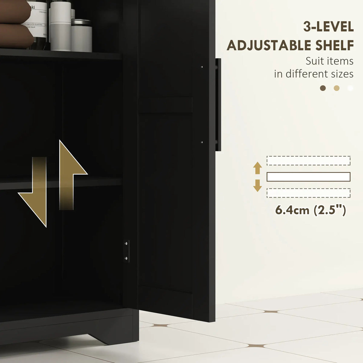 Farmhouse Bathroom Floor Cabinet, Adjustable Shelf, Black Bathroom Cabinets at Gallery Canada