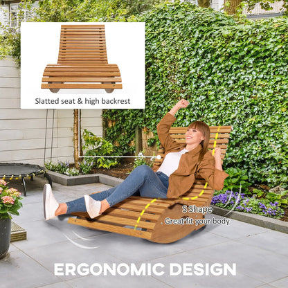 Outdoor Rocking Chair, Wooden Slatted Seat, 51.2" x 23.6" x 23.6", Teak Outdoor Rocking Chairs at Gallery Canada