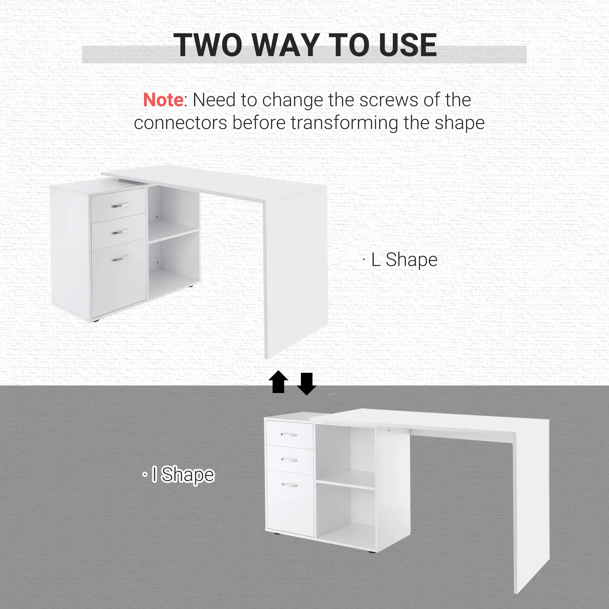 L-Shaped Corner Desk With Storage Shelf, Drawer, White Computer Desks at Gallery Canada