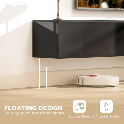 Floating TV Stand For 75 Inch TVs, 70.9 Inch Cabinet, High Gloss, Black TV Stands at Gallery Canada