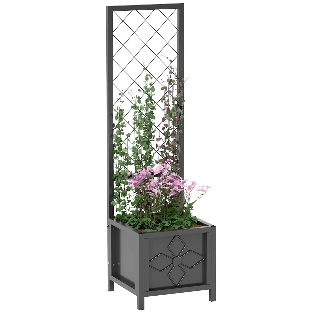 Galvanized Raised Garden Bed, Metal Planter Box with Trellis, Drainage Holes Raised Garden Beds at Gallery Canada