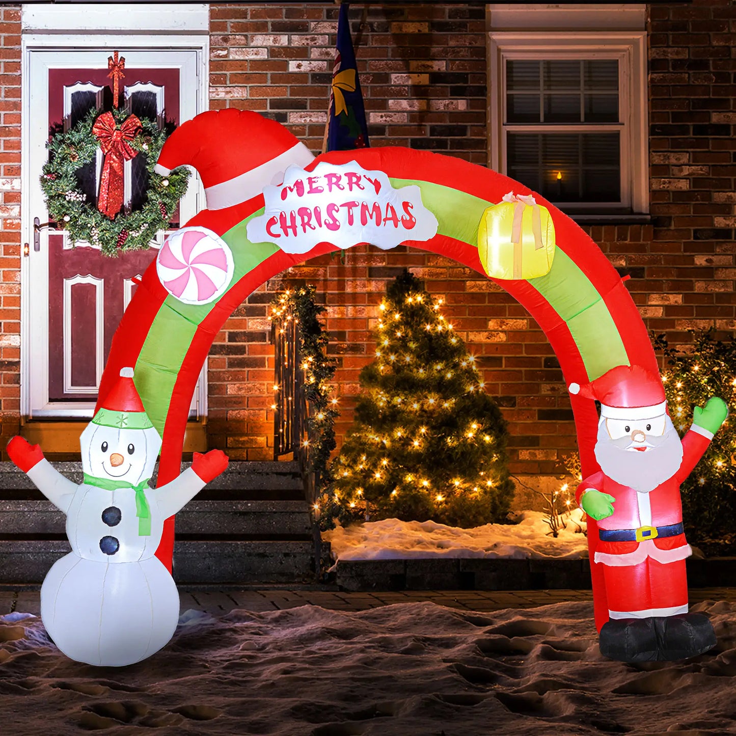 10FT Christmas Inflatable Archway, Santa Claus Snowman Arch, LED Lights Christmas Inflatables at Gallery Canada