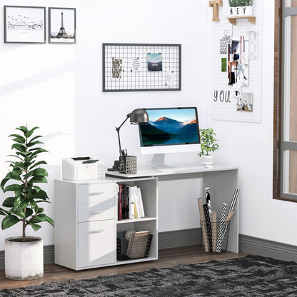 L-Shaped Corner Desk With Storage Shelf, Drawer, White Computer Desks at Gallery Canada