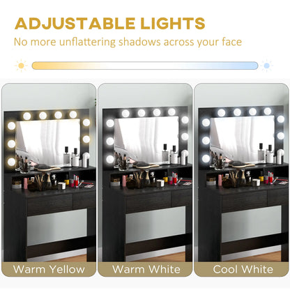 Makeup Dressing Table With LED Mirror, Drawers, Black Dressing & Vanity Tables at Gallery Canada