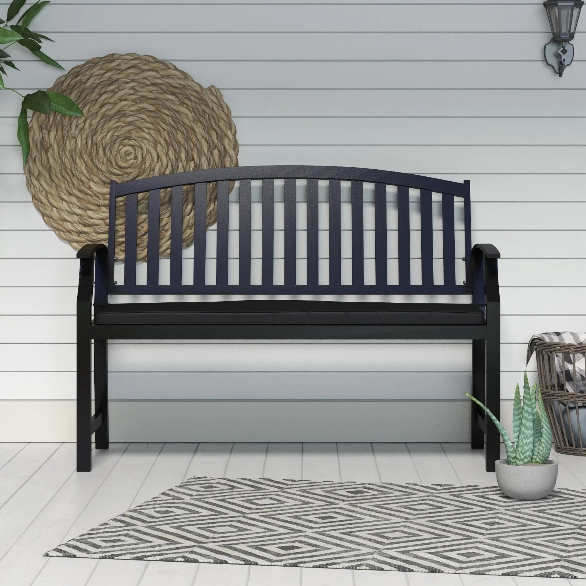 2-Seater Patio Bench Cushion, Outdoor Swing Replacement Pad, Black Patio Chair Cushions at Gallery Canada