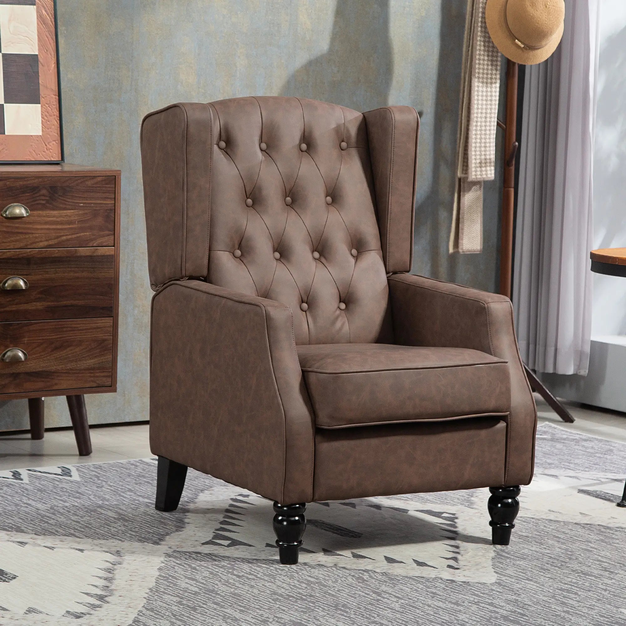 Faux Leather Armchair, Modern Accent Chair, Thick Padding, Brown Accent Chairs at Gallery Canada