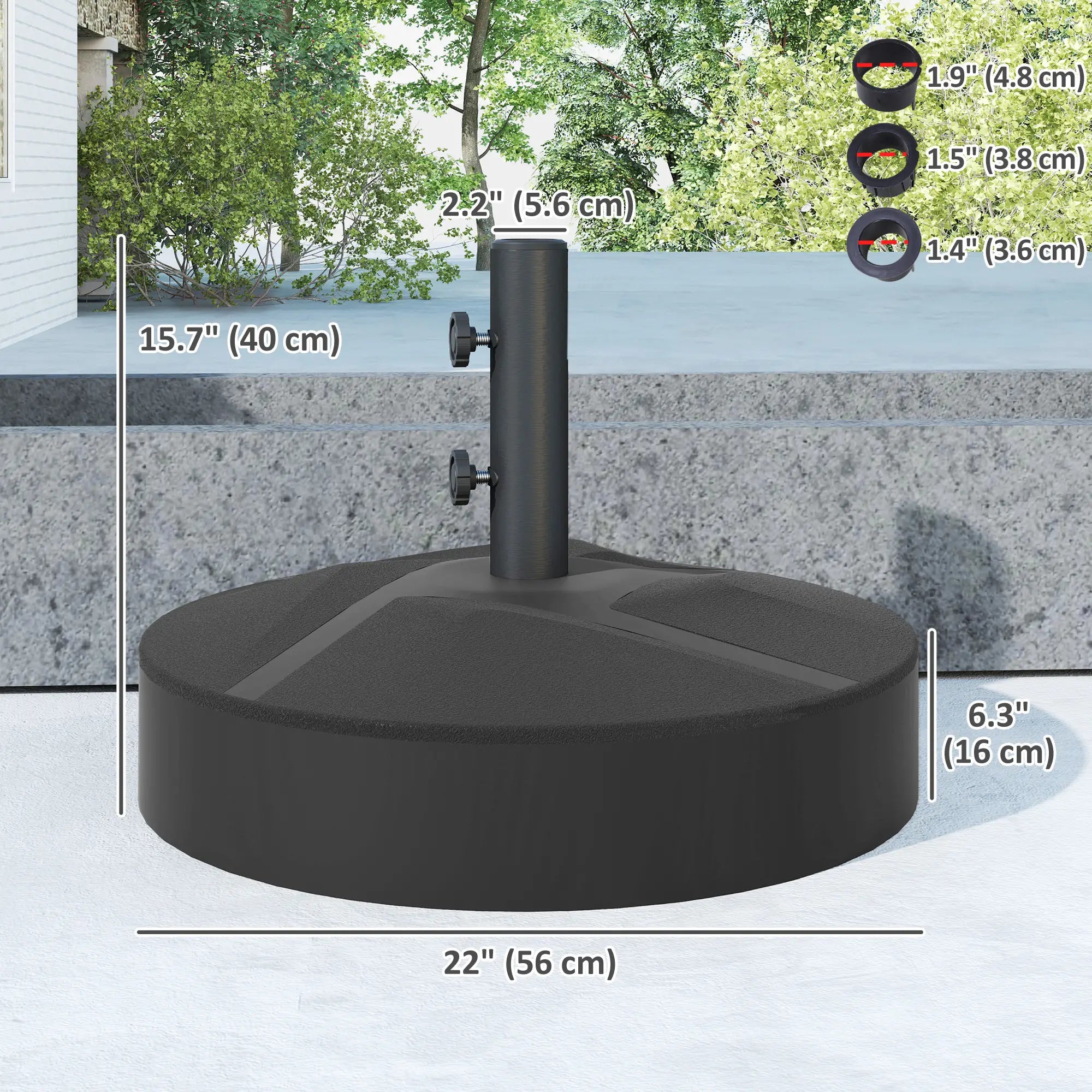 Heavy Duty Outdoor Umbrella Stand Base, Sand Water Filled, Φ22