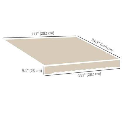 9' x 8' Outdoor Sunshade Canopy, Retractable Awning Fabric, Beige