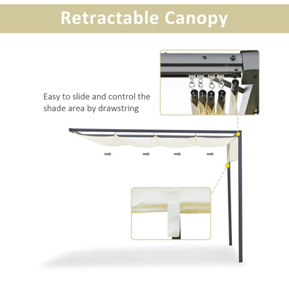 10'x10' Outdoor Pergola Gazebo, Retractable Canopy, Metal Frame, Cream White Pergolas at Gallery Canada