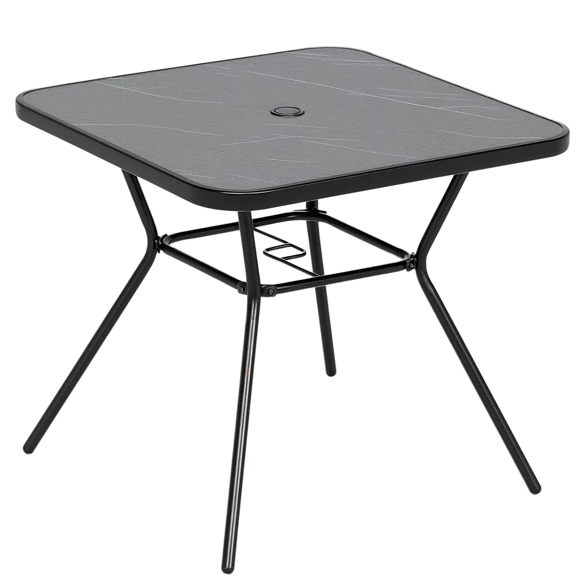 Square Outdoor Table, Patio Bistro Coffee Table, Faux-Marbled Top, 42mm Umbrella Hole, Dark Grey Patio Dinning Tables at Gallery Canada