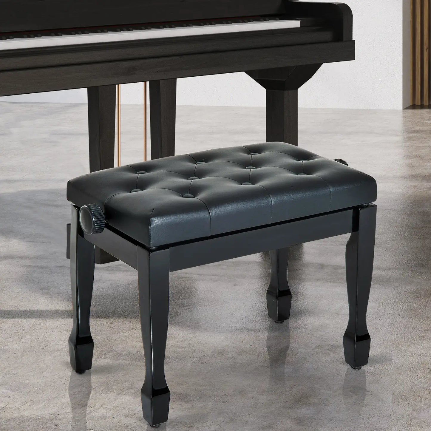 25" Adjustable Piano Bench, Padded Cushion, Storage, Black Piano Benches at Gallery Canada