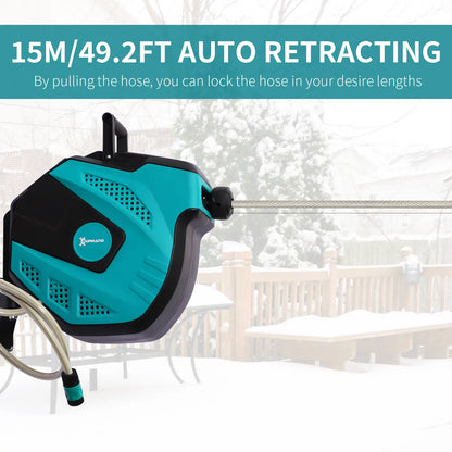 Retractable Garden Hose Reel, 1/2" x 49 ft, Wall Mounted, Automatic Rewind Garden Accessories at Gallery Canada