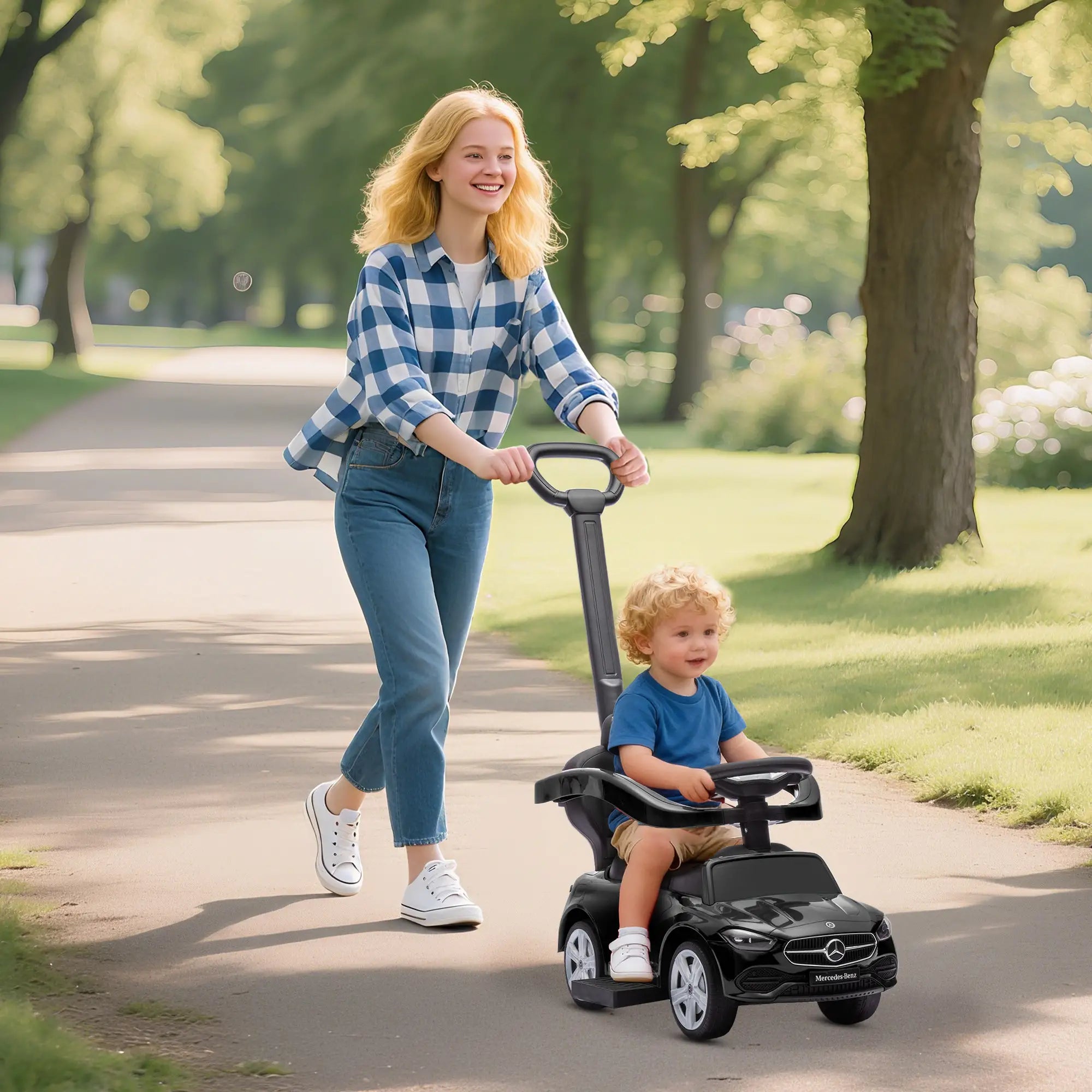 2-in-1 Sliding Walking Car for Toddlers, Black Push Cars for Toddlers at Gallery Canada