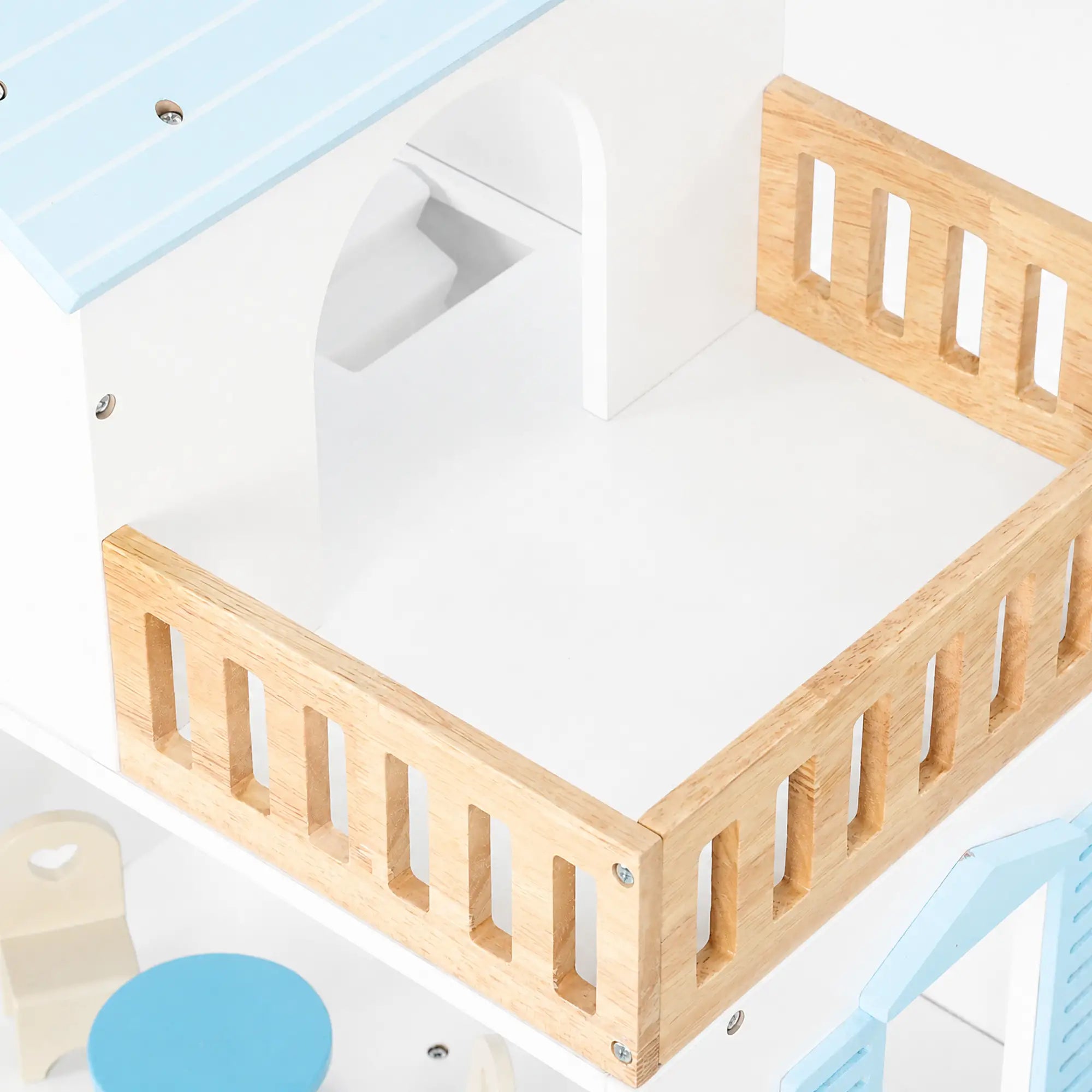 Wooden Doll House with Elevator, 5 Rooms, 13 Accessories, Blue Play Houses at Gallery Canada