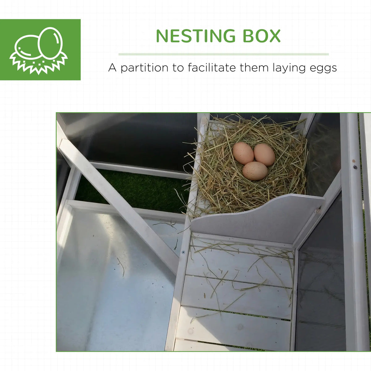 63" Wooden Chicken Coop, Rabbit Hutch, Nesting Box, Run, Grey Chicken Coops at Gallery Canada