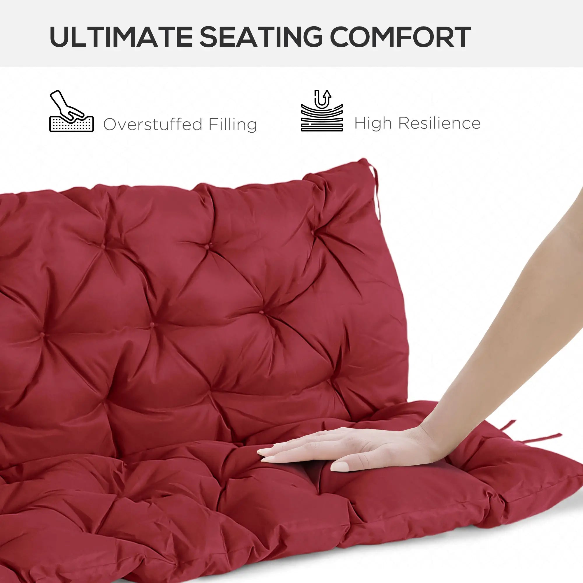3 Seater Outdoor Swing Cushions With Backrest, Wine Red Patio Chair Cushions at Gallery Canada