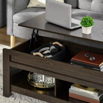 Lift Top Coffee Table With Storage, Dark Walnut Coffee Tables at Gallery Canada