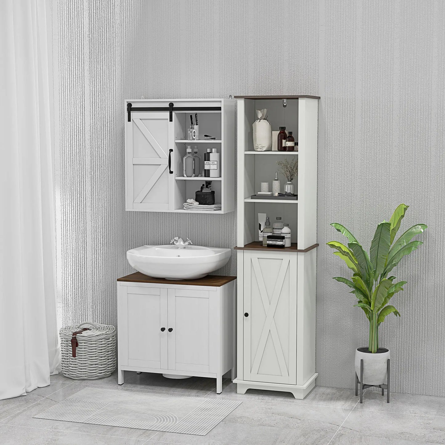 White Medicine Cabinet, Sliding Door, Adjustable Shelf, 22.8" x 7.8" x 24.4", White Wall Mounted Cabinets at Gallery Canada