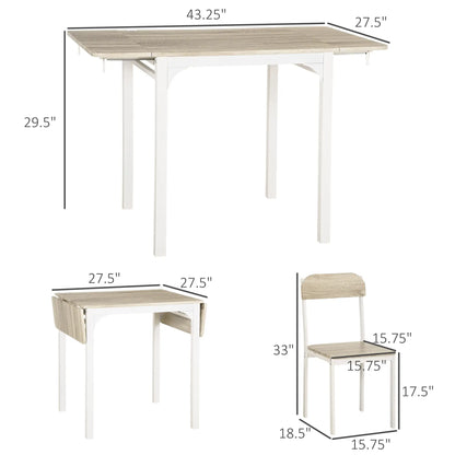 Foldable Dining Table Set for 2, Drop-Leaf Kitchen Table with 2 Chairs Bar Sets at Gallery Canada
