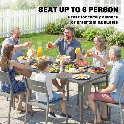 65" x 31.5" Outdoor Dining Table, Metal Rectangular Patio Table, Seats 6 Patio Dining Tables at Gallery Canada