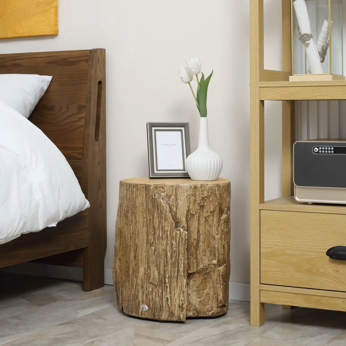 Concrete Finish Side Table, Lightweight, 17", Natural Brown Side Tables at Gallery Canada