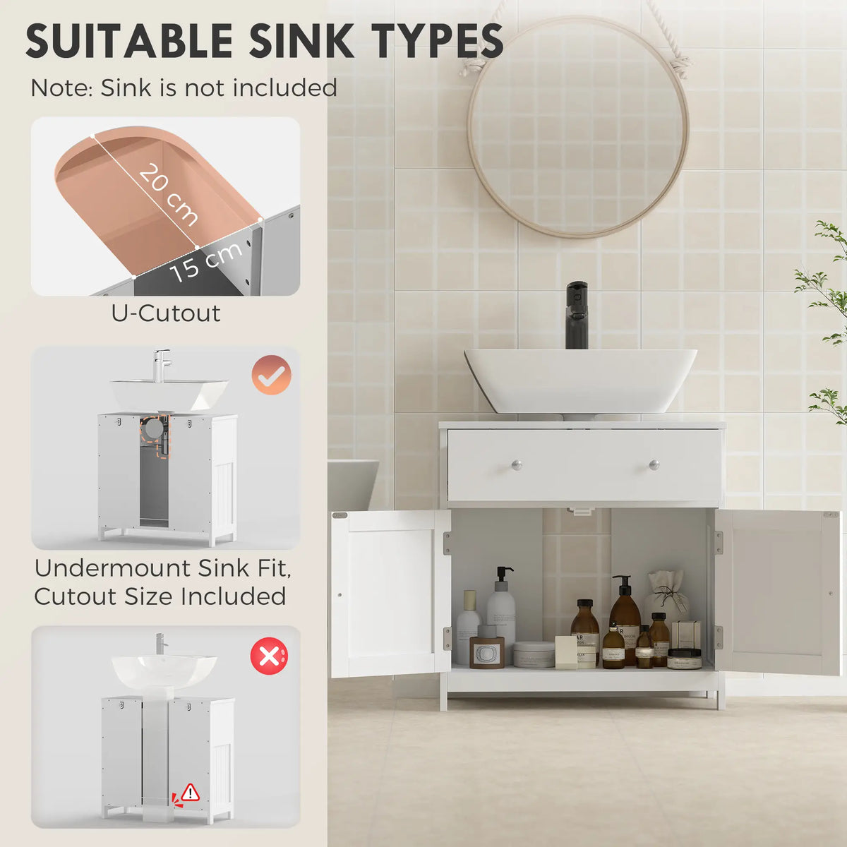 Modern Bathroom Vanity Cabinet, Under Sink Storage, White Bathroom Cabinets at Gallery Canada