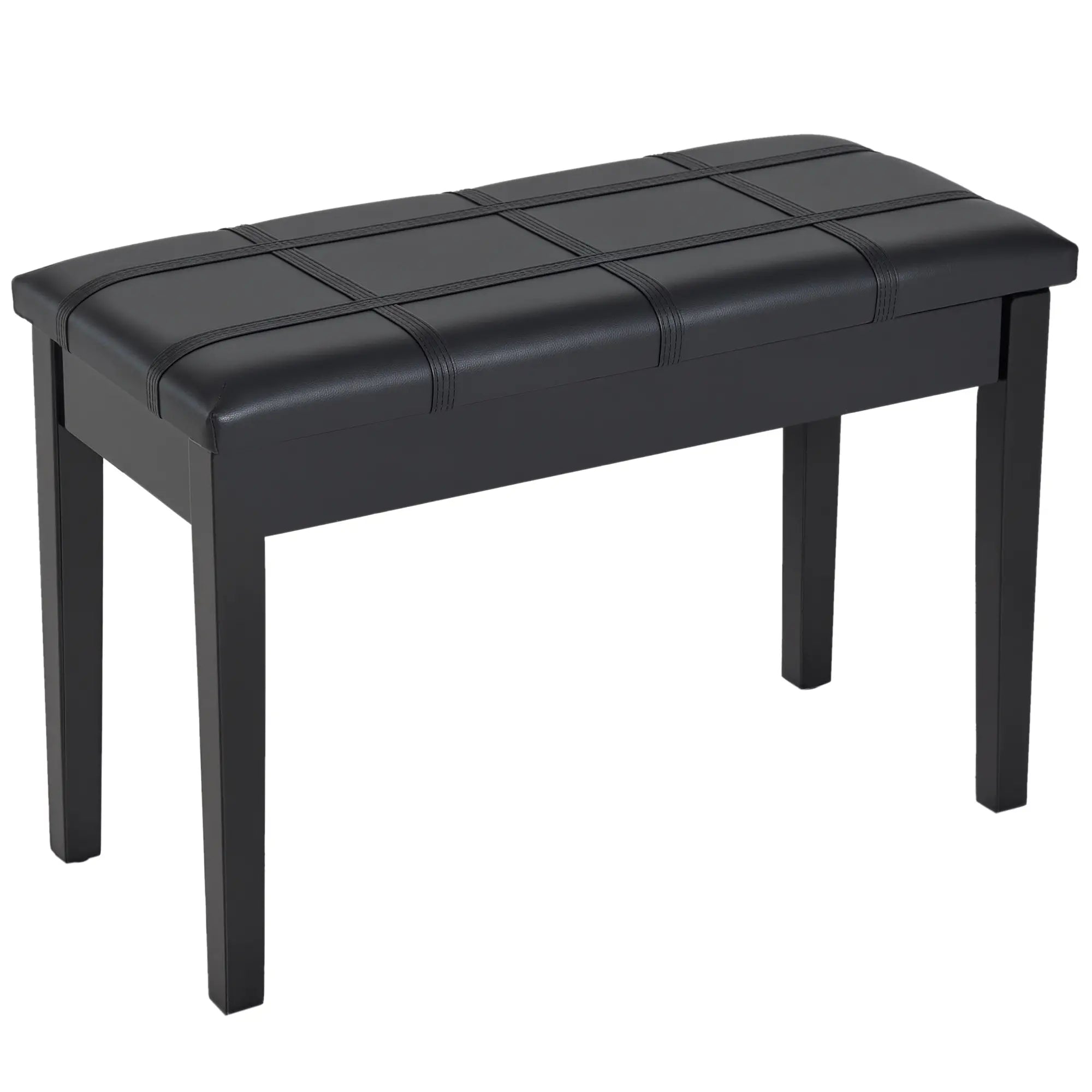 Classic Piano Bench, PU Leather, Rubber Wood Legs, Black Piano Benches Black at Gallery Canada