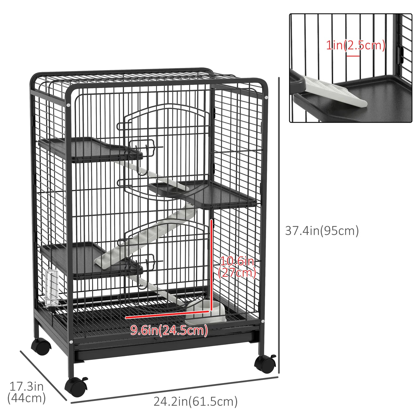 4-Tier Small Animal Cage, Rabbit Ferret Chinchilla Playpen, 24" x 17" x 37" Houses & Habitats at Gallery Canada