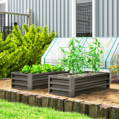 Galvanized Raised Garden Beds, Outdoor Planter Box, Set of 2, Dark Grey Galvanized Planter Boxes at Gallery Canada