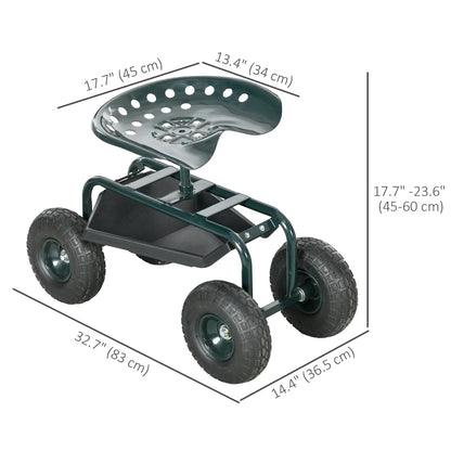 Garden Cart Seat On Wheels With Tool Tray, 360 Swivel, Adjustable Garden Accessories at Gallery Canada