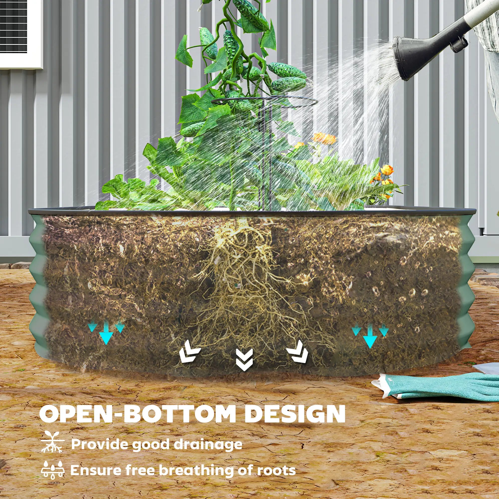6' x 3' x 1' Galvanized Raised Garden Bed, Light Green Galvanized Planter Boxes at Gallery Canada