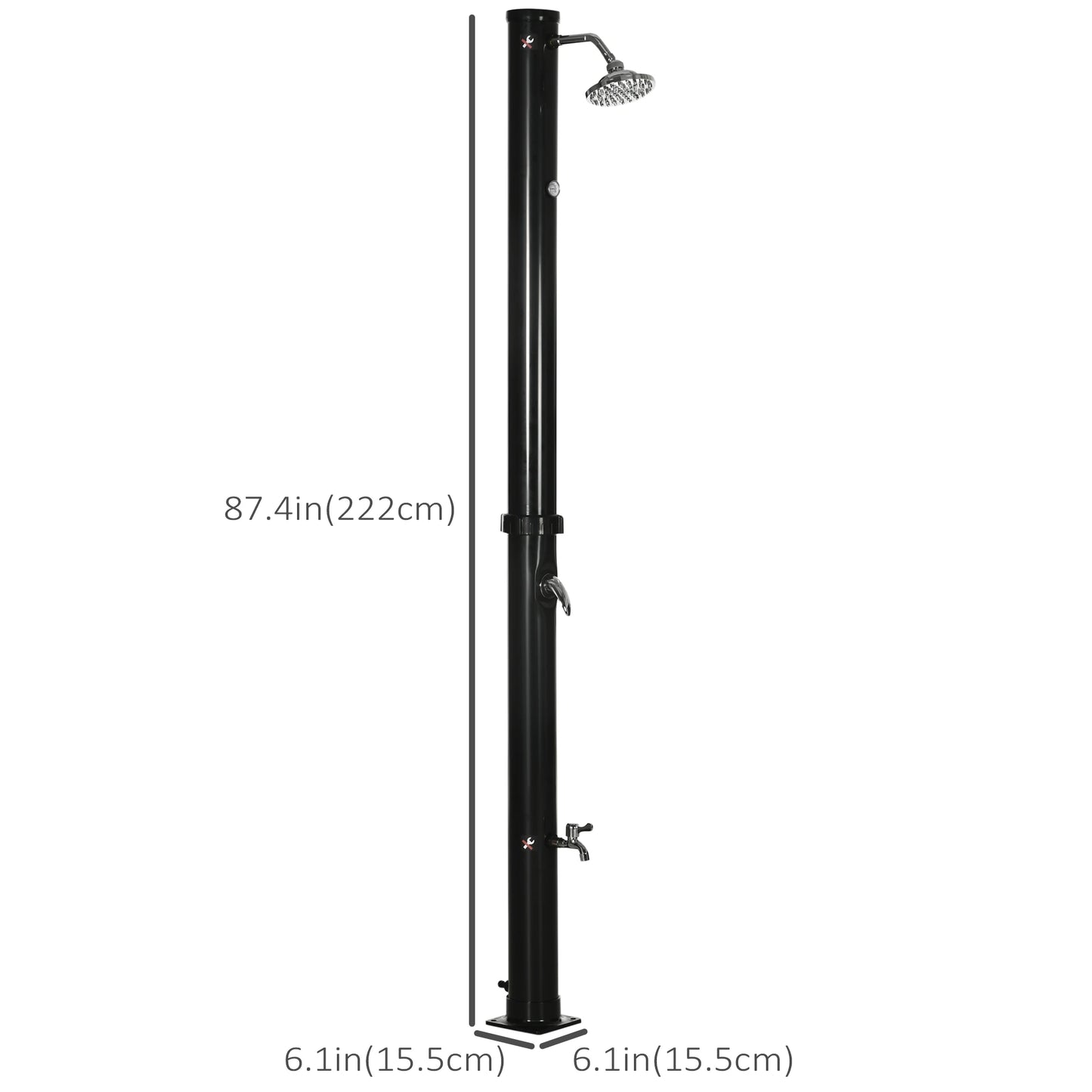 7.3FT 5.3 Gallon Solar Heated Outdoor Shower, Black Outdoor Swimming Pools & Hot Tubs at Gallery Canada