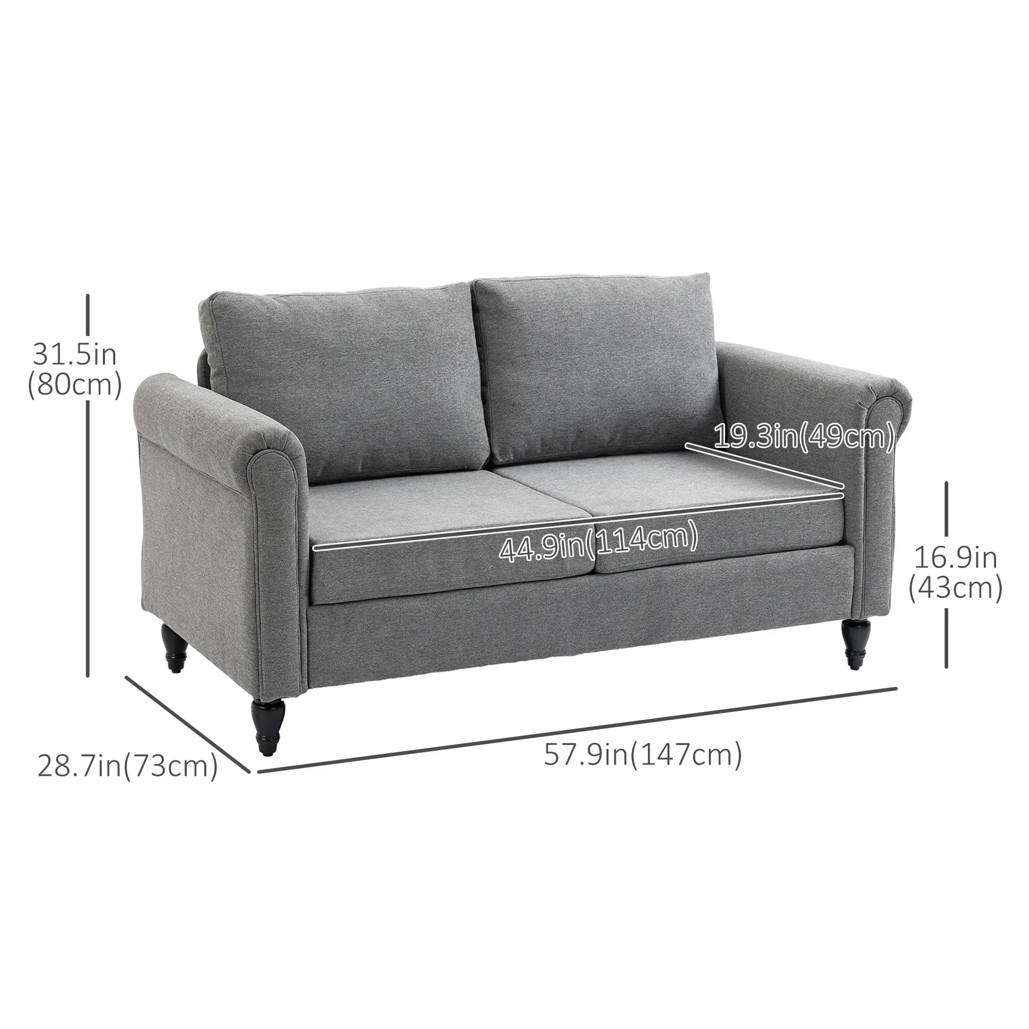 Vintage Loveseat, Chenille Fabric 2 Seater Sofa, Light Grey 2-Seater Sofas at Gallery Canada