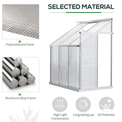 6' x 4' Aluminum Greenhouse, Polycarbonate, Adjustable Roof Vent, Clear Walk In Greenhouses at Gallery Canada