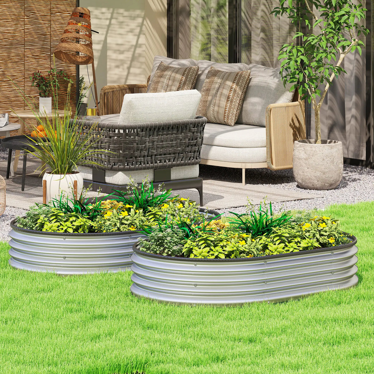 2Pcs Galvanized Raised Garden Bed, 4 X 3 X 1 Ft, Silver Galvanized Planter Boxes at Gallery Canada