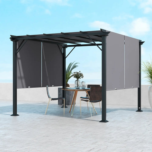 10' x 10' Retractable Pergola Canopy, Grey