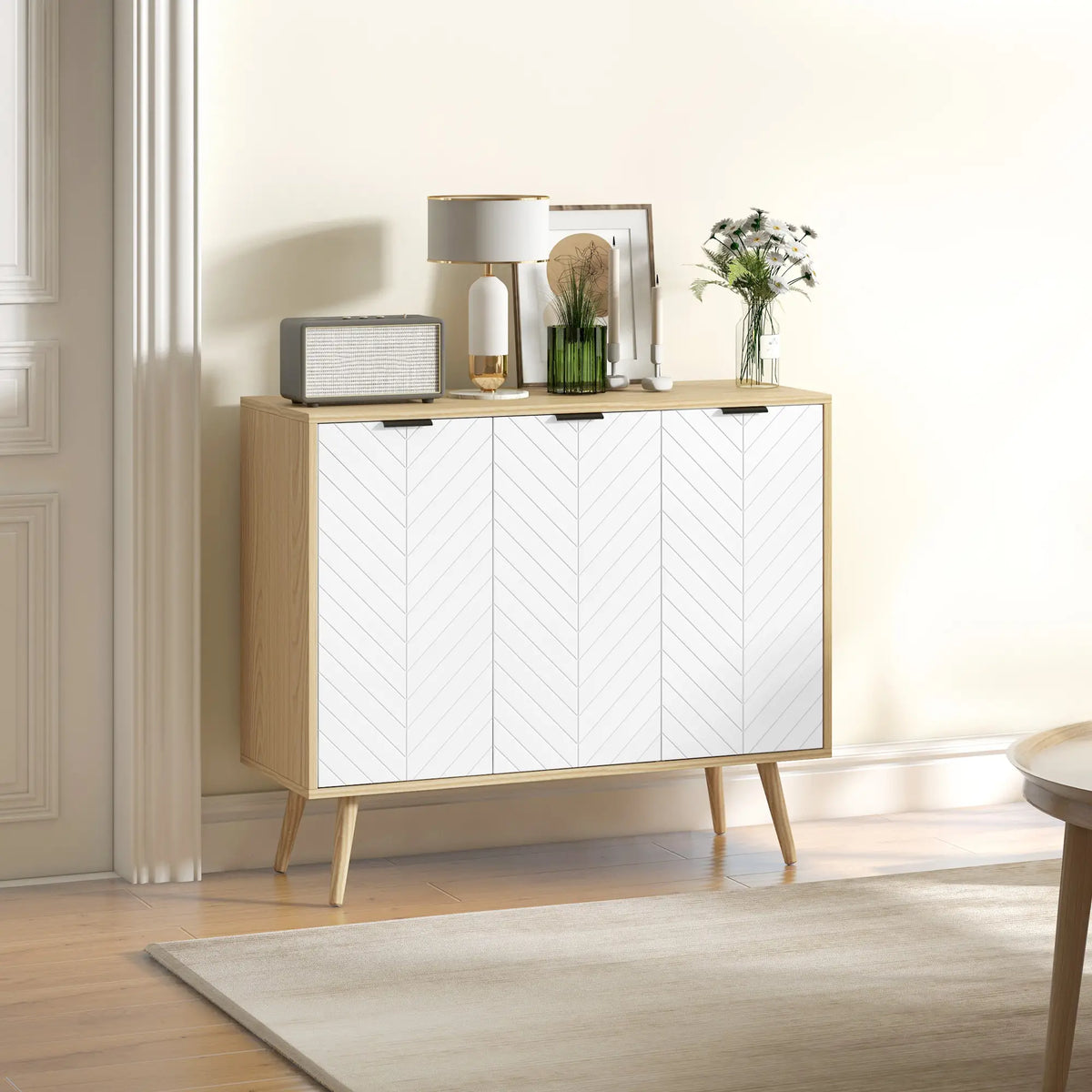 Modern Sideboard, Dining Cabinet with Adjustable Shelves, Natural Bar Cabinets at Gallery Canada