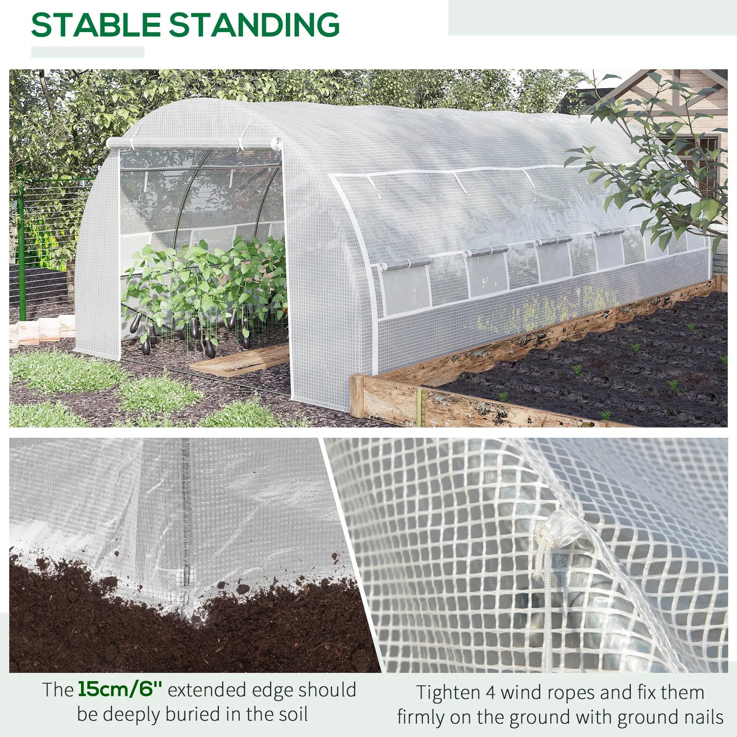 Large Walk-in Greenhouse, 20'x10'x6.6', Zippered Door, 12 Roll-up Windows, White Tunnel Greenhouses at Gallery Canada