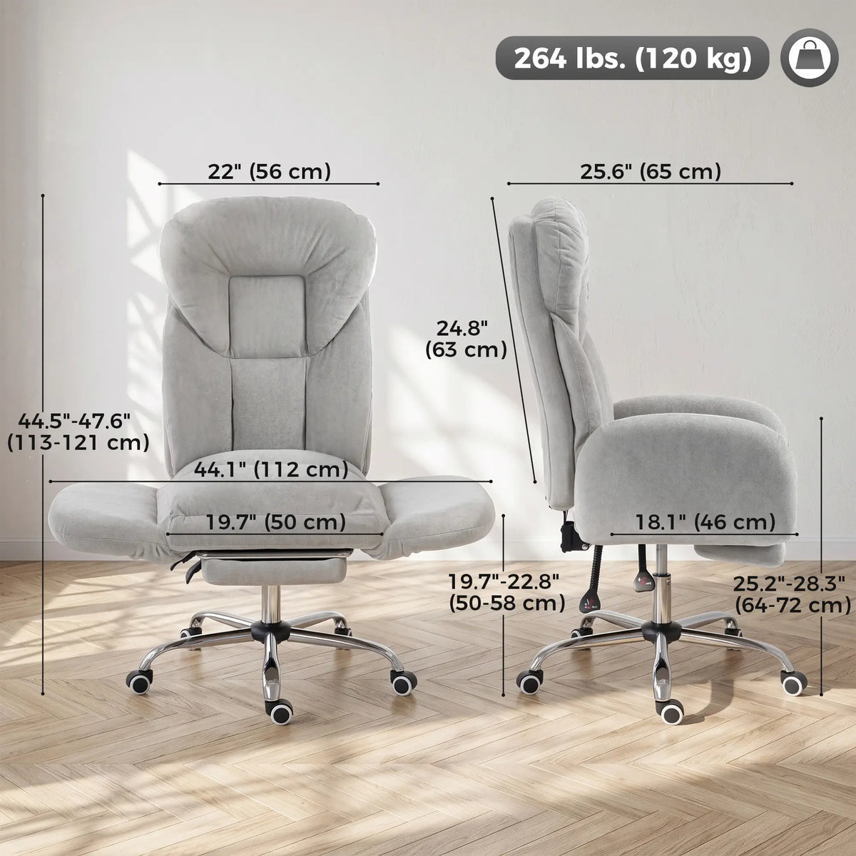 Cross Legged Office Chair, Flip Armrests, Footrest, Light Grey Executive & Manager Chairs at Gallery Canada